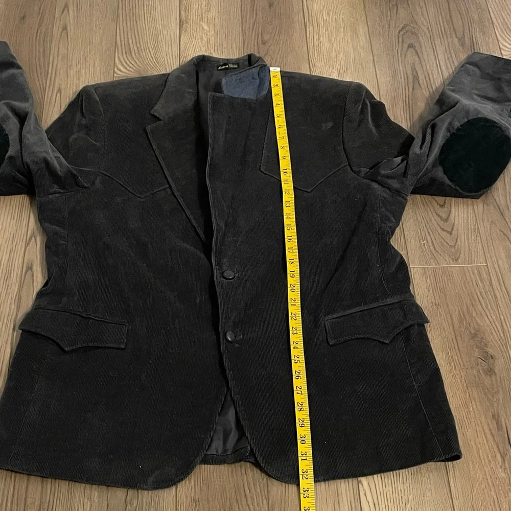 Circle S‎ Dallas Texas Corduroy Charcoal Gray Black Elbow Patch Sport Coat
